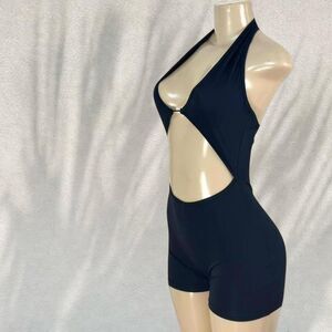 Black Cut-Out Halter Romper